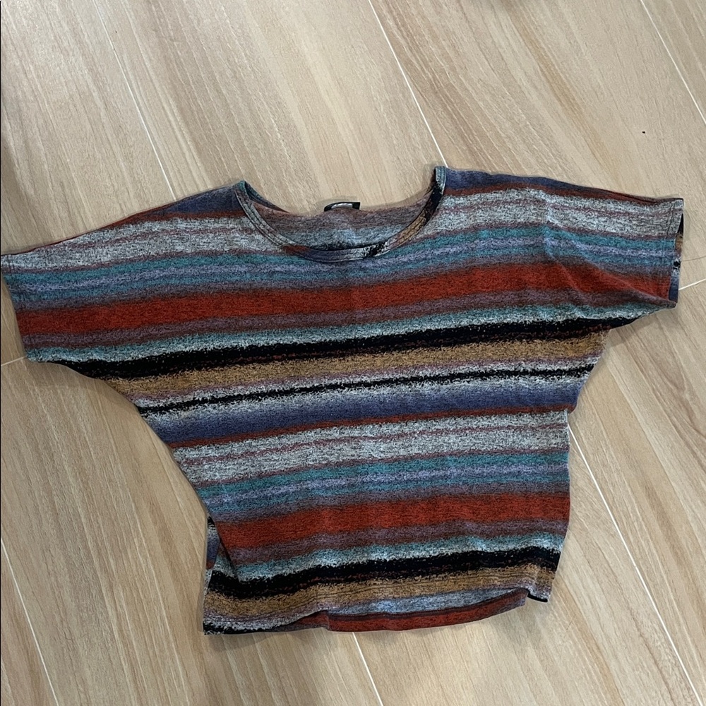 Wet Seal Multicolor Striped Short Sleeve Top
